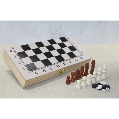 Ahşap Kutulu Satranç Ve Tavla Seti Alk4021