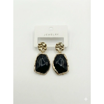 Akrilik Taşlı Küpe - Siyah