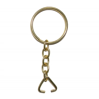 Anahtarlık Halkası, Halka + Zincir + Üçgen, 24mm, Altın, Sarı, 1 Adet