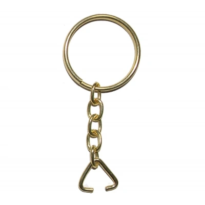 Anahtarlık Halkası, Halka + Zincir + Üçgen, 24mm, Altın, Sarı, 1000 Adet