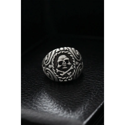 Ayarlanabilir Desenli Kurukafa Model Erkek Yüzük