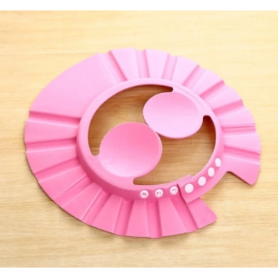 Bebek Banyo Şapkası Düğmeli Kulaklıklı Pembe