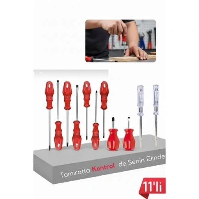 BFS 11 Parça Profesyonel Tornavida Seti Topaç Kontrol Kalem  Tamir Alet Seti