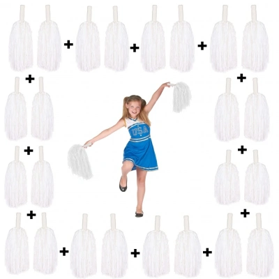 BFS 12 Çift ( 24 Adet ) Beyaz Renk 23 Nisan 19 Mayıs 29 Ekim Okul Gösteri Ponponları