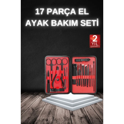 BFS 17 Parça Manikür Seti Taşınabilir Özel Çantalı El ve Ayak Bakımı Tırnak Batığı Temizleme