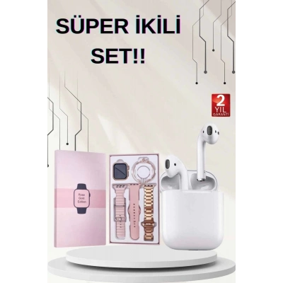 BFS 3 Kordonlu Dokunmatik Ekran Akıllı Saat ve 2.Nesil Kablosuz Bluetooth Kulaklık ANC/ENC