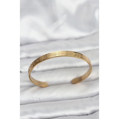 BFS 316L Çelik Gold Renk Ayetel Kürsi Yazılı Bileklik