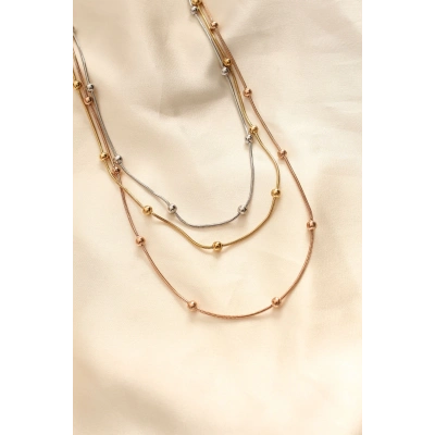 BFS 316L Çelik Karışık Renkli Topçuk Tasarımlı Çoklu Kolye