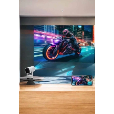 BFS Akıllı Projeksiyon Powerbankli Taşınabilir Sinema Projektörü 4k HD Kaliteli