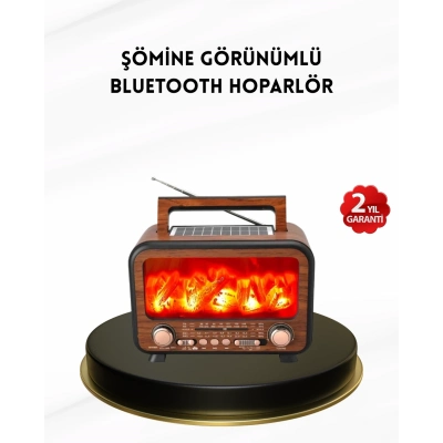 BFS Alev Işığı Efektli Solar Bluetooth Hoparlör Radyo Destekli Taşınabilir Model