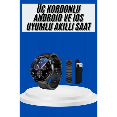 BFS Amoled Ekran Akıllı Saat Üç Kordonlu İOS Android Uyumlu