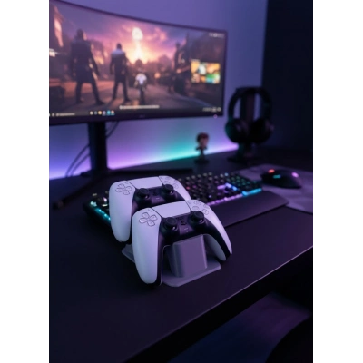 BFS Antrasit İkili Gamepad Tutucu 7x18 cm Masa ve Raf Düzeni