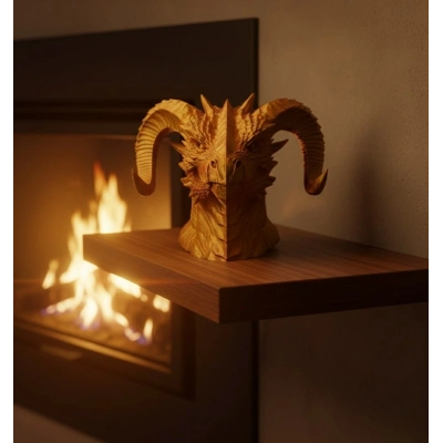 BFS Asil Tasarım Gold–Red Ejderha Heykeli Hediyelik Fantastik Dekor