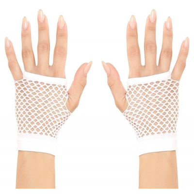 BFS  Beyaz Renk Kısa Boy Fileli Örgü Eldiven