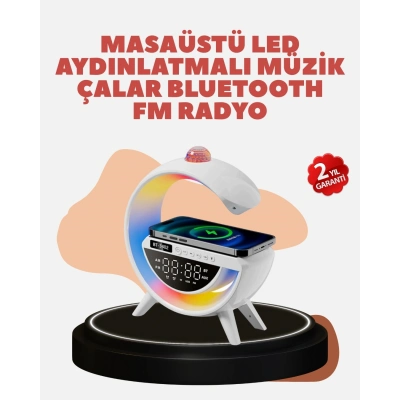 BFS Bluetooth 5.0 Kablosuz Şarj Rampalı FM Radyo ve RGB Işıklı Hoparlör