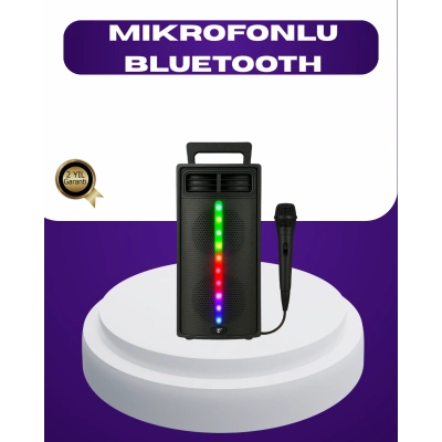 BFS Bluetooth Işıklı Hoparlör – 2x5W Güç | USB + TF Kart + FM Radyo | Siyah Renk