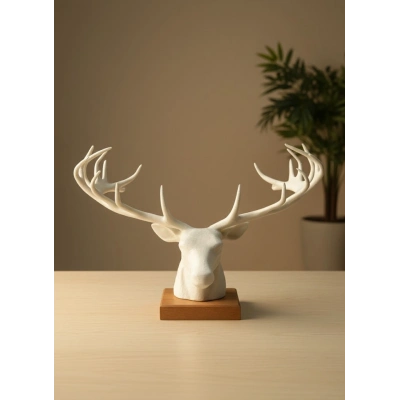 BFS Dekoratif Geyik Başı Heykel 25 cm Modern Minimal Tasarım