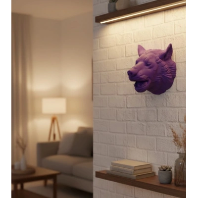 BFS Dekoratif Mor Kurt Duvar Heykeli Asılabilir Hediyelik 25x19 cm