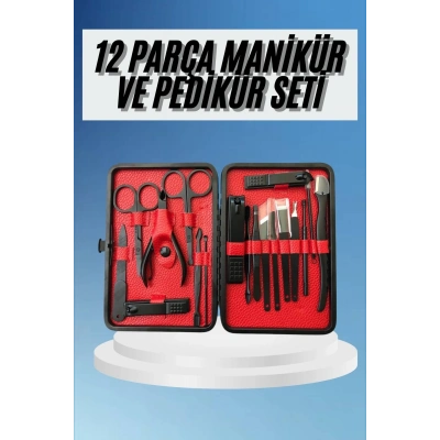 BFS Deri Çantalı Siyah Paslanmaz Çelik 17 Parça Manikür Pedikür Seti