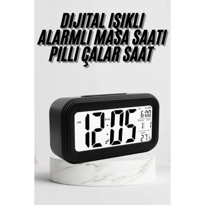 BFS Dijital Masa Saati Termometre Takvim Led Ekran Pilli Ev Ofis Masası