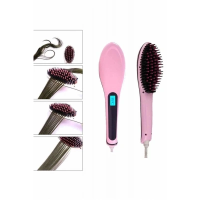 BFS Elektrikli Saç Düzleştirici Tarak Saç Düzleştirici Fırça Sıkı Dişli Pembe