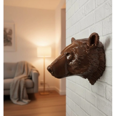 BFS Ev ve Ofis İçin Dekoratif Ayı Başı Heykel Hediyelik Duvar Aksesuarı