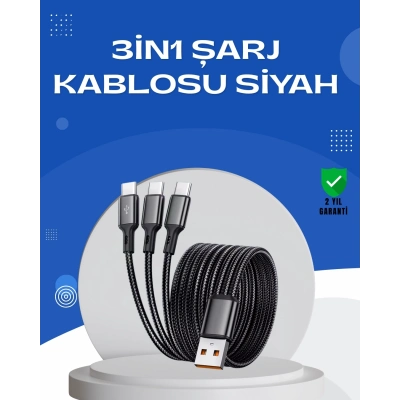 BFS Evrensel 3 Başlıklı Şarj Kablosu – iPhone Huawei Samsung İçin