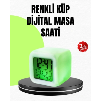 BFS Gece Lambası Fonksiyonlu Renk Değiştiren LED Küp Dijital Saat