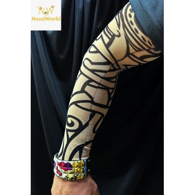 BFS Giyilebilir Kol Dövmesi Çorap Dövme 3D Baskılı Kol Bacak Dövme 2 Adet Model 12