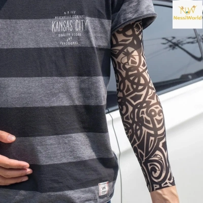 BFS Giyilebilir Kol Dövmesi Çorap Dövme 3D Baskılı Kol Bacak Dövme 2 Adet Model 13