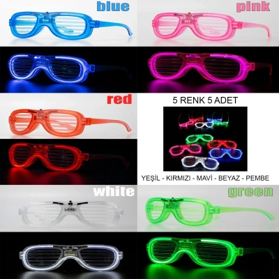 BFS Glow Model Led Işıklı Parti Gözlüğü 3 Modlu 5 Renk 5 Adet