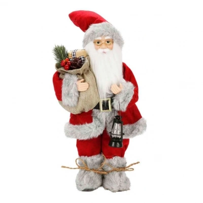 BFS Gri Kürklü Noel Baba Dekoratif Biblo 41 cm