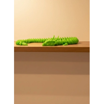 BFS Hareketli Yeşil Ejderha Figür Uzun Gövdeli Koleksiyonluk Tasarım