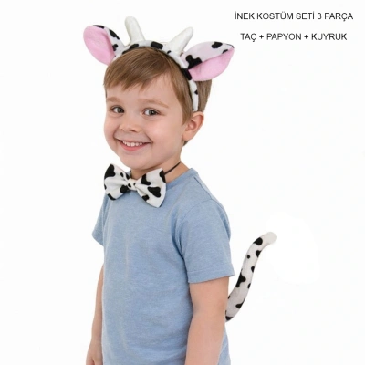 BFS İnek Kostüm Aksesuar Seti 3 Lü - Taç Papyon Kuyruk