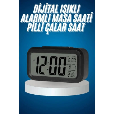 BFS Işıklı Dereceli Masa Ofis Saati Alarmlı Termometre Takvim Çalar Saat