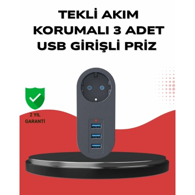 BFS Isıya Dayanıklı 3 USB Portlu Güvenlikli Priz – Akıllı Enerji Yönetimi