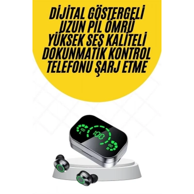 BFS Kablosuz Bluetooth Kulaklık Çift Telefon Destekli Powerbankli Dijital Göstergeli