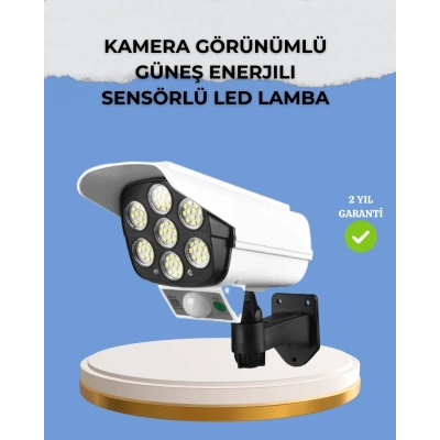 BFS Kamera Görünümlü Solar LED Lamba Hareket Sensörlü Uzaktan Kumandalı Bahçe Duvar Aydınlatması