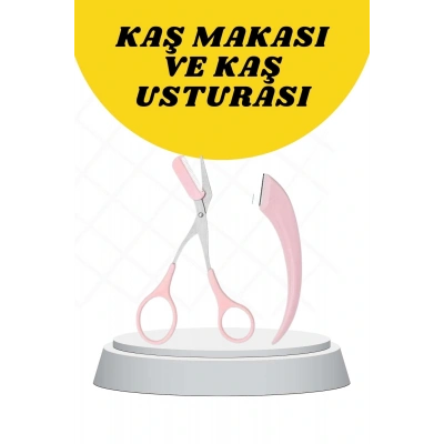 BFS Kavisli Kaş Düzeltici Seti Kaş Makası ve Kaş Usturası Paslanmaz Çelik Bıçaklı