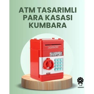 BFS Kırmızı ATM Kasa Tipi Para Biriktirme Kumbarası