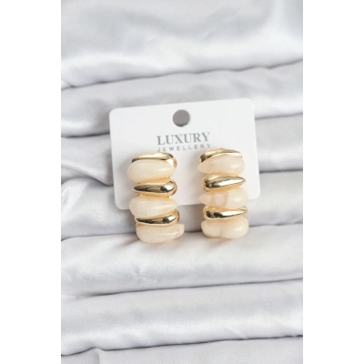 BFS Krem Renk Pirinç Vintage Kadın Küpe