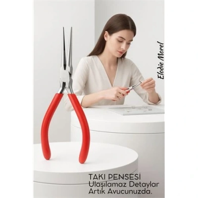 BFS Profesyonel Uzun İnce Sivri Uçlu Kargaburun Takı Pensesi 12 cm - Hassas Mücevherat Onarımı