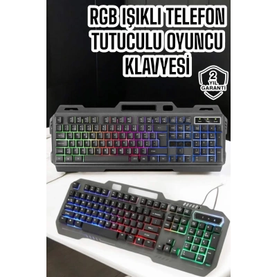 BFS Q Klavye RGB Işıklı Klavye Ve Mouse Seti Kablolu Mouse Hediyeliş