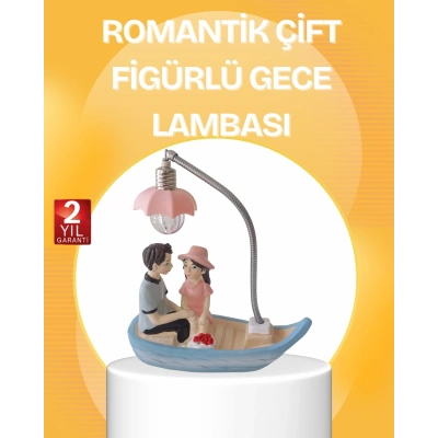 BFS Romantik Çift Figürlü Gece Lambası Sandal Model Sevgiliye Özel Hediye