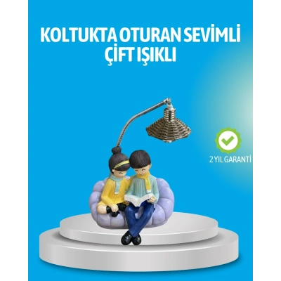 BFS Romantik Çift Figürlü Okuyan Çift Masa Lambası Dekoratif LED Aydınlatma