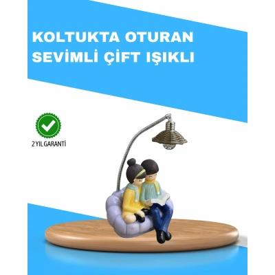 BFS Romantik Çift Temalı Dekoratif Masa Lambası Yumuşak LED Işık