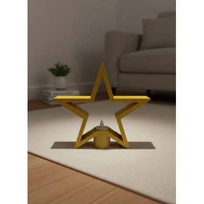 BFS Sarı Yıldız Mumluk Modern Salon ve Raf Dekoru