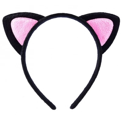 BFS Sevimli Kedi Kulak Pofuduk Kedi Taç Siyah İçi Pembe Renk 17x15 Cm