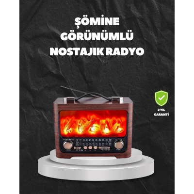 BFS Solar Şarjlı Şömine Işıklı Bluetooth Hoparlör – Radyo, USB, TF Kart Destekli