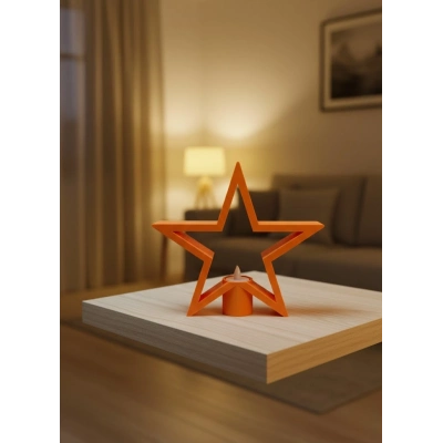 BFS Turuncu Yıldız Mumluk Loş Işık Salon Dekoru